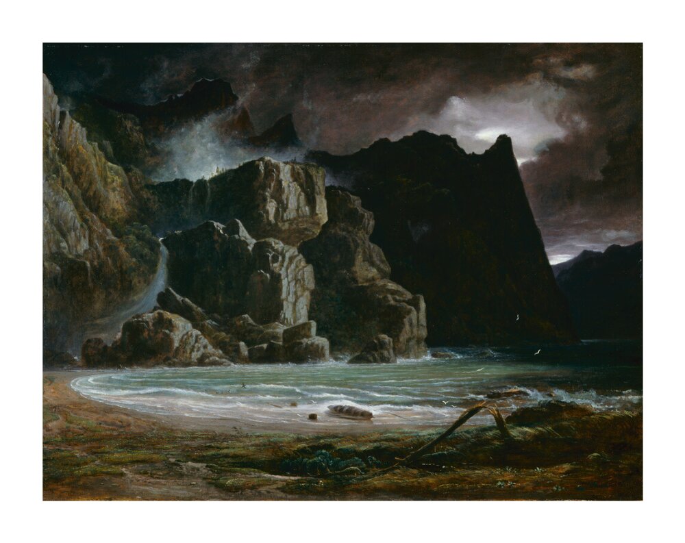 View of a Norwegian Lake Before the Sun has Dissipated the Early Morning Mist - Art print