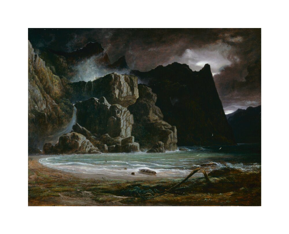 View of a Norwegian Lake Before the Sun has Dissipated the Early Morning Mist - Art print