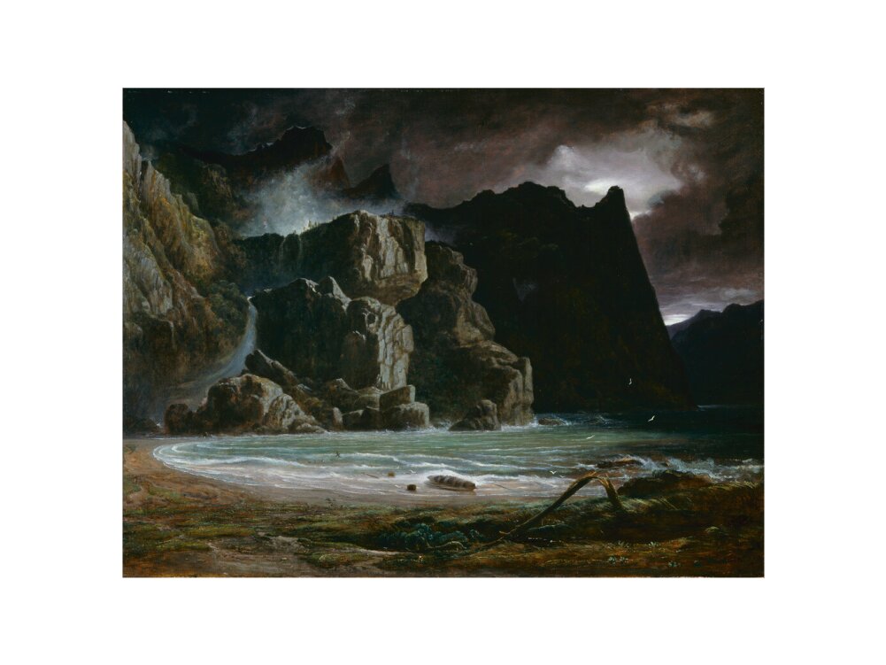 View of a Norwegian Lake Before the Sun has Dissipated the Early Morning Mist - Art print