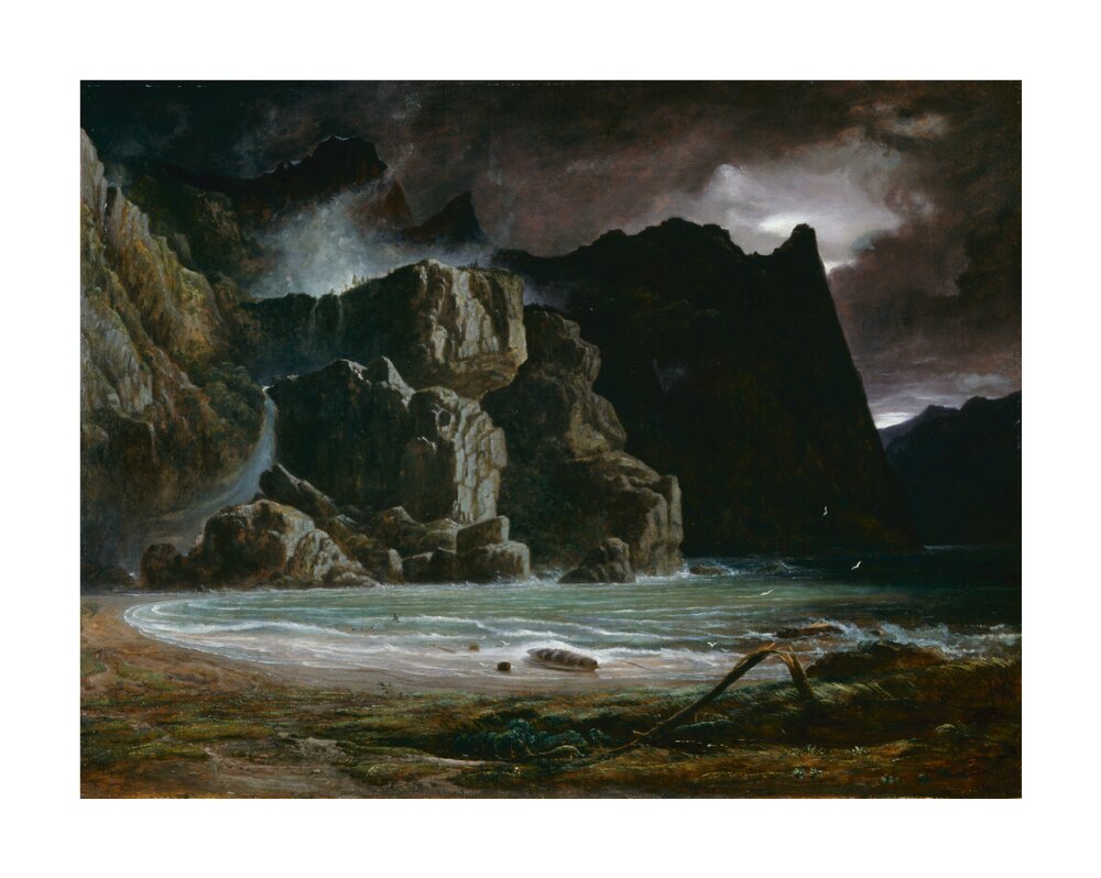 View of a Norwegian Lake Before the Sun has Dissipated the Early Morning Mist - Art print