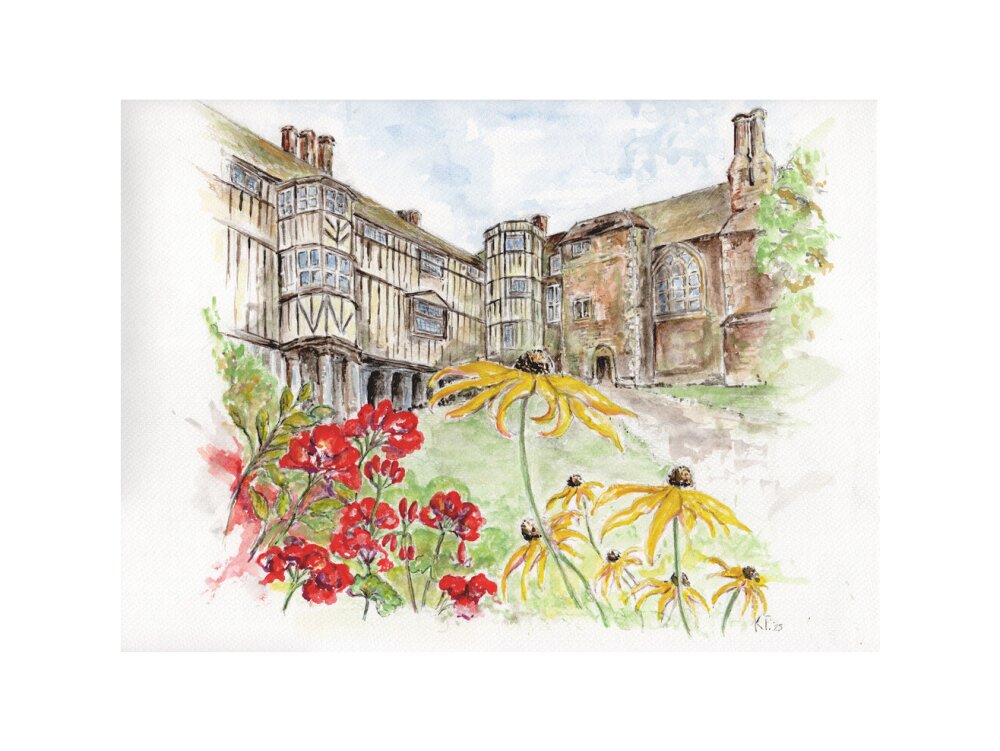 Queens' College Cambridge, Cloisters Court - Art Print