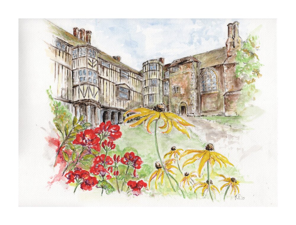 Queens' College Cambridge, Cloisters Court - Art Print
