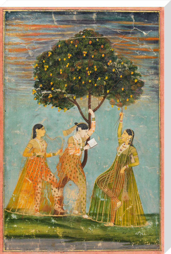 Women under a mango tree (stretched canvas, extra large, unframed)