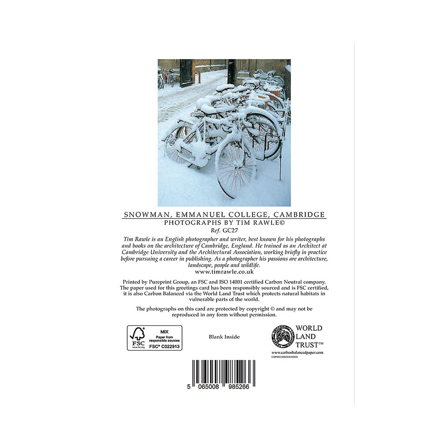 Snowman, Emmanuel College - Greeting card