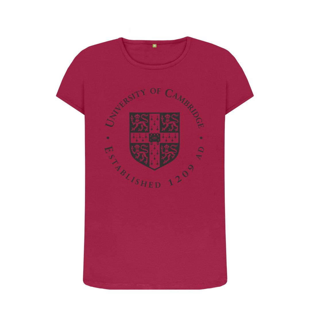 Cherry Women's Crew Neck University of Cambridge T-Shirt, Large Shield