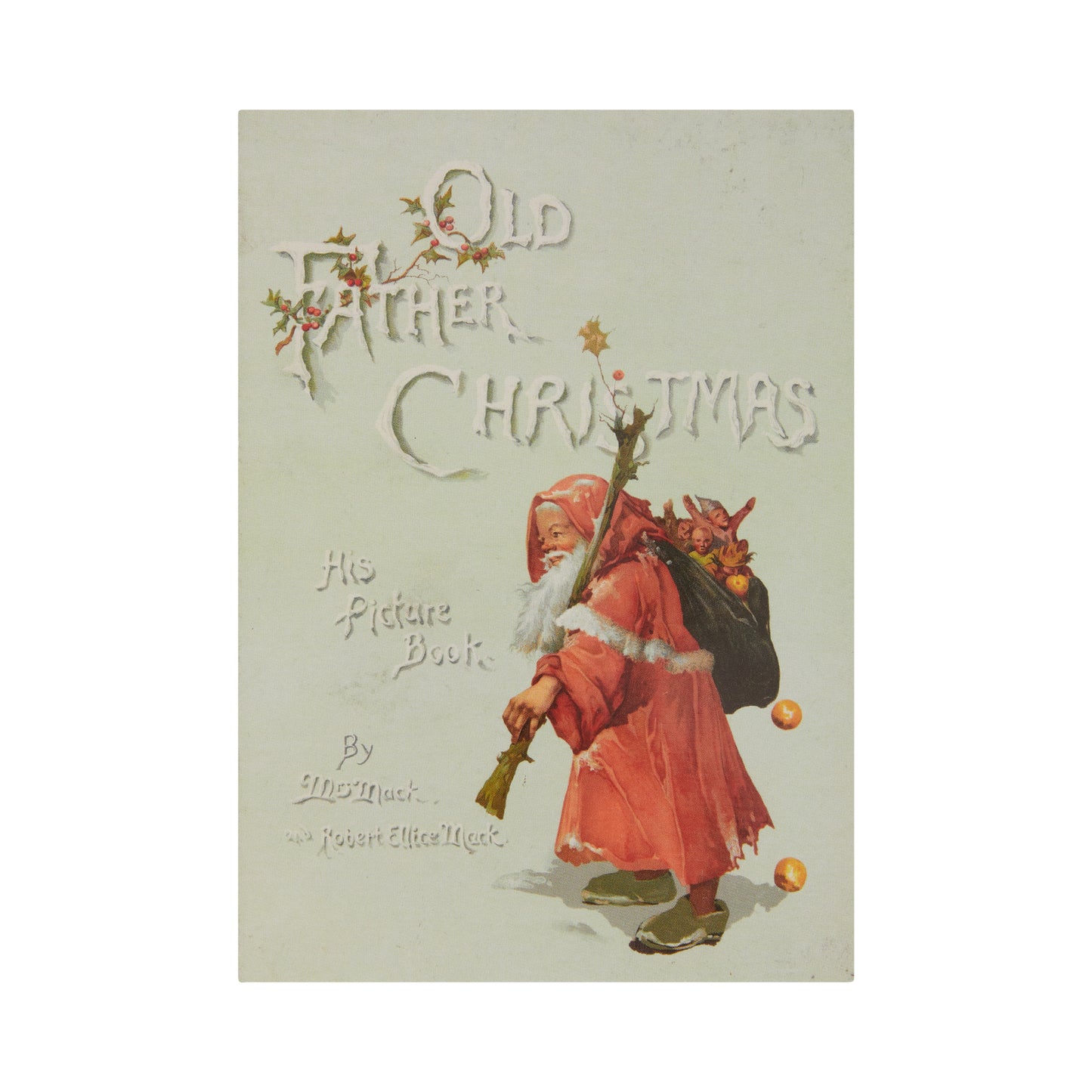 Rectangular Christmas card - Victorian book cover, Old Father Christmas. From the collection of Cambridge University Library.