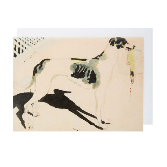 Grey Hound with Glove - Greeting card