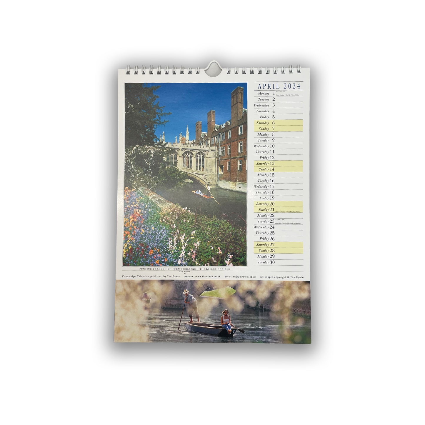 Small Cambridge Calendar month of April 2024