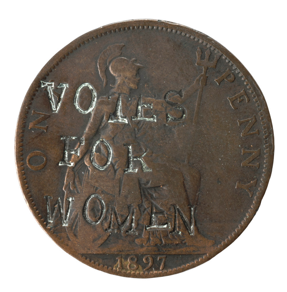 Original Penny with engraved Votes for women