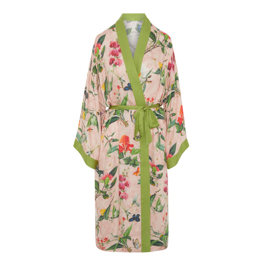 Pink with Green Fleur d-Orleans - Kimono gown