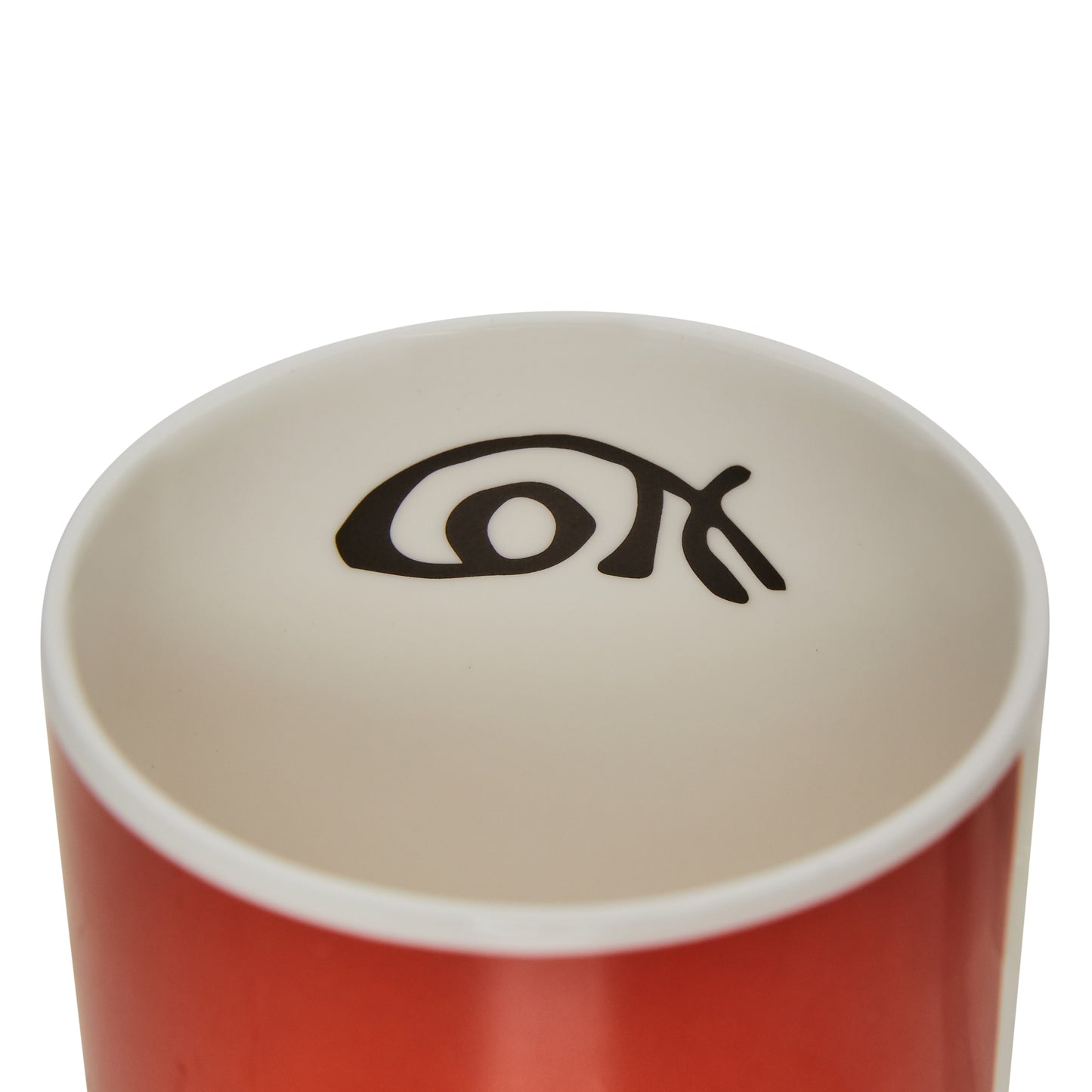 Mug interior, white with black signature detail reading 'Cott'. From the collection of the Museum of Zoology.