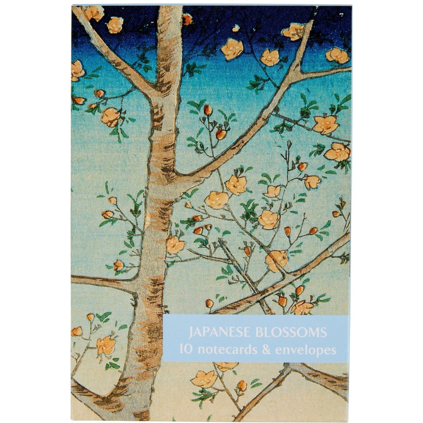 Notecard pack - Japanese Blossoms taken from woodblock prints. Detail from Fuji from Koshigaya in Musashi Province by Hiroshige. From the collection of the Fitzwilliam Museum, brought to you by CuratingCambridge.co.uk