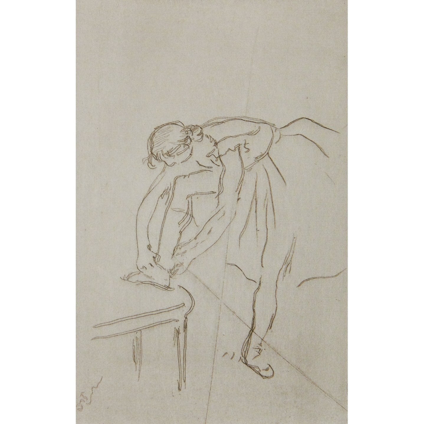 Notecard - Dancer Fastening her Shoe by Edgar Degas. From the collection of the Fitzwilliam Museum, brought to you by CuratingCambridge.co.uk