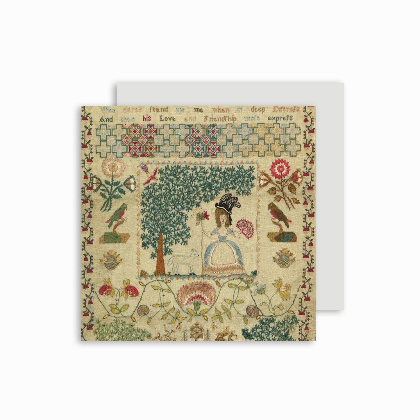 Sampler with Shepherdess - Greeting card