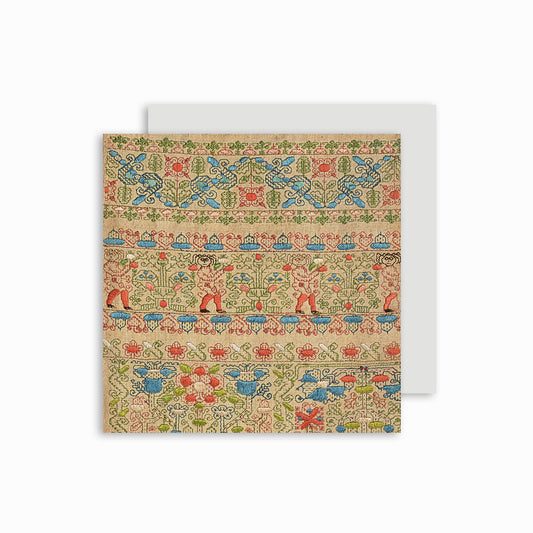 Sampler with Figures - Greeting card