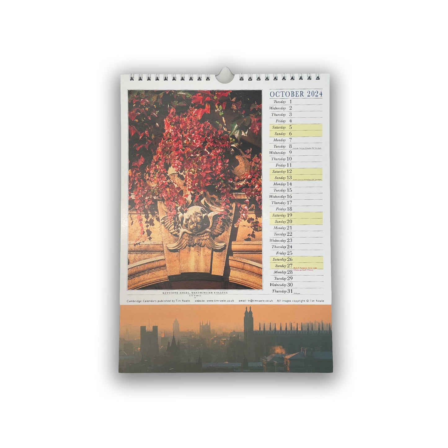 Cambridge mini 2024 calendar, month of October.