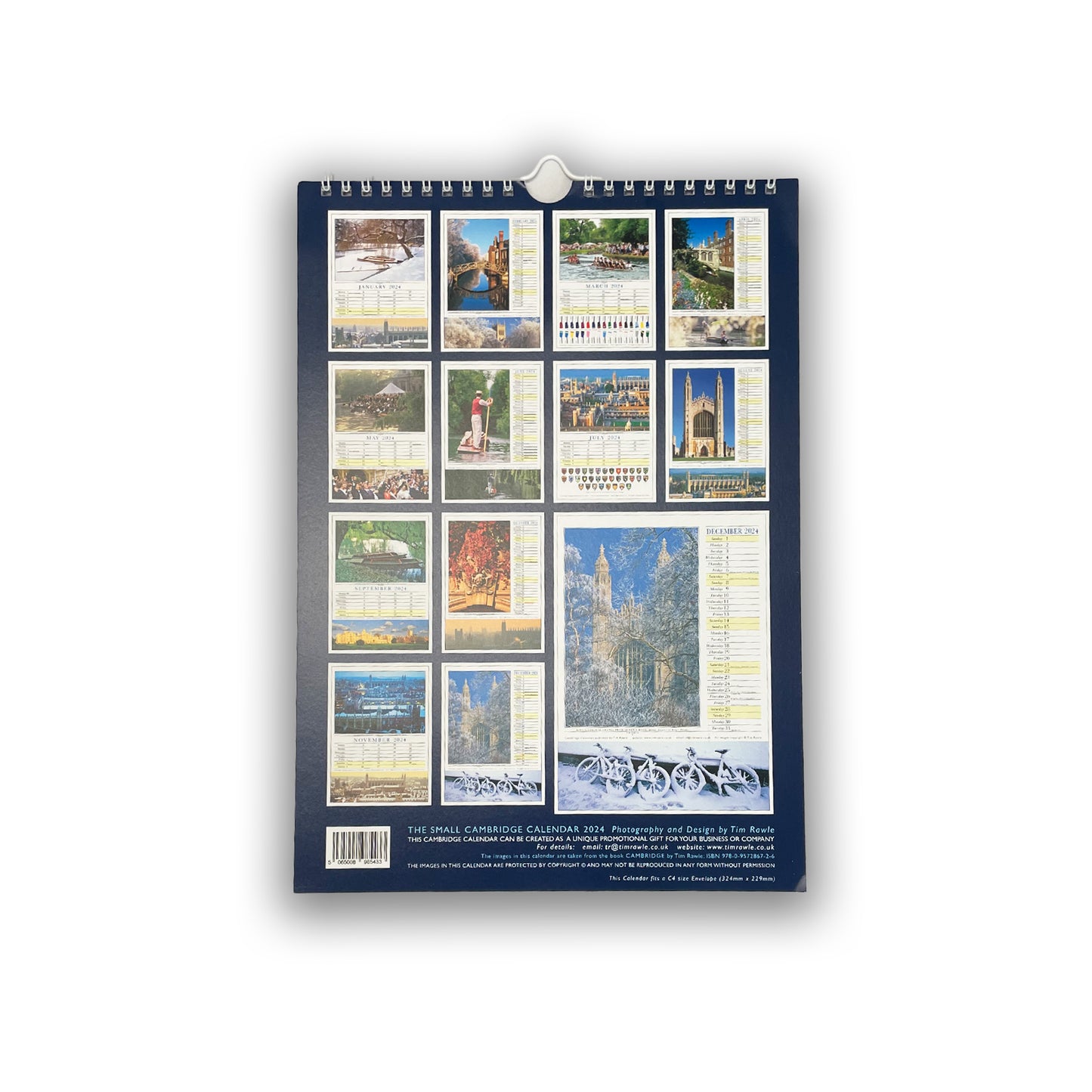 Cambridge mini 2024 calendar, back cover.