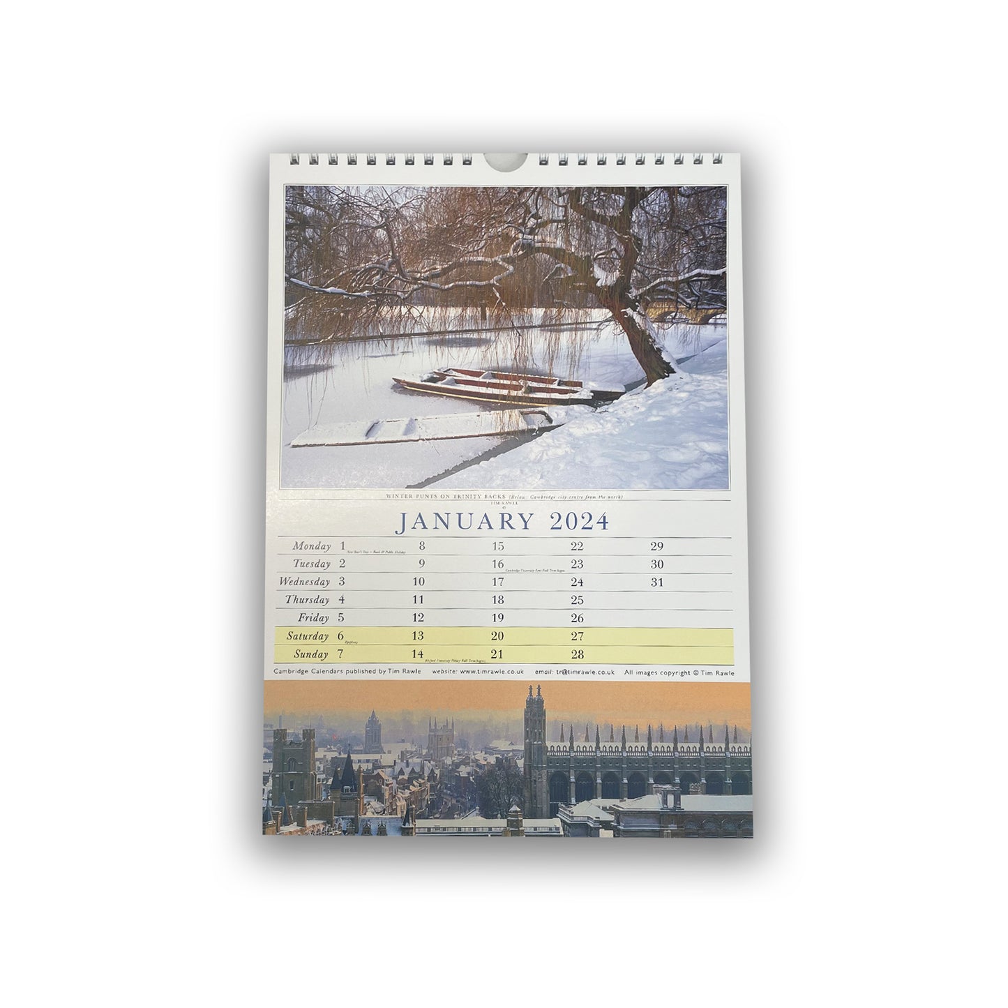 Cambridge mini 2024 calendar, month of January.