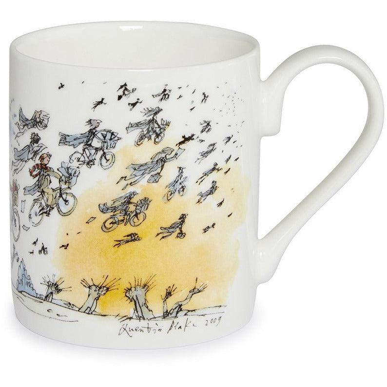 Fine bone china mug - Finale/Graduation by Quentin Blake. Cambridge graduates fly off to future success. Brought to you by CuratingCambridge.co.uk