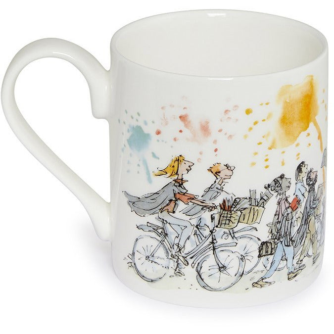 Fine bone china mug - Finale/Graduation by Quentin Blake. Cambridge graduates fly off to future success. Brought to you by CuratingCambridge.co.uk