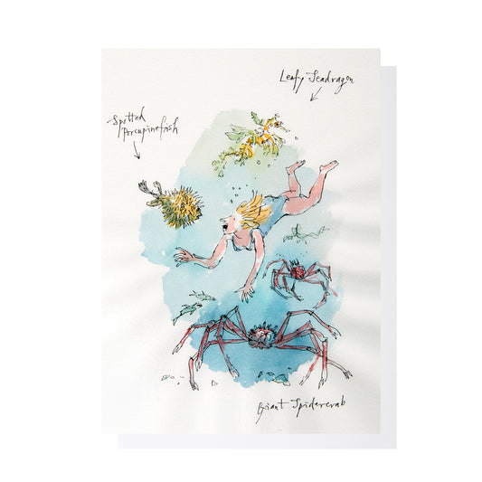 Greetings Card 'Porcupinefish, Seadragon, and Spidercrab' by Quentin Blake