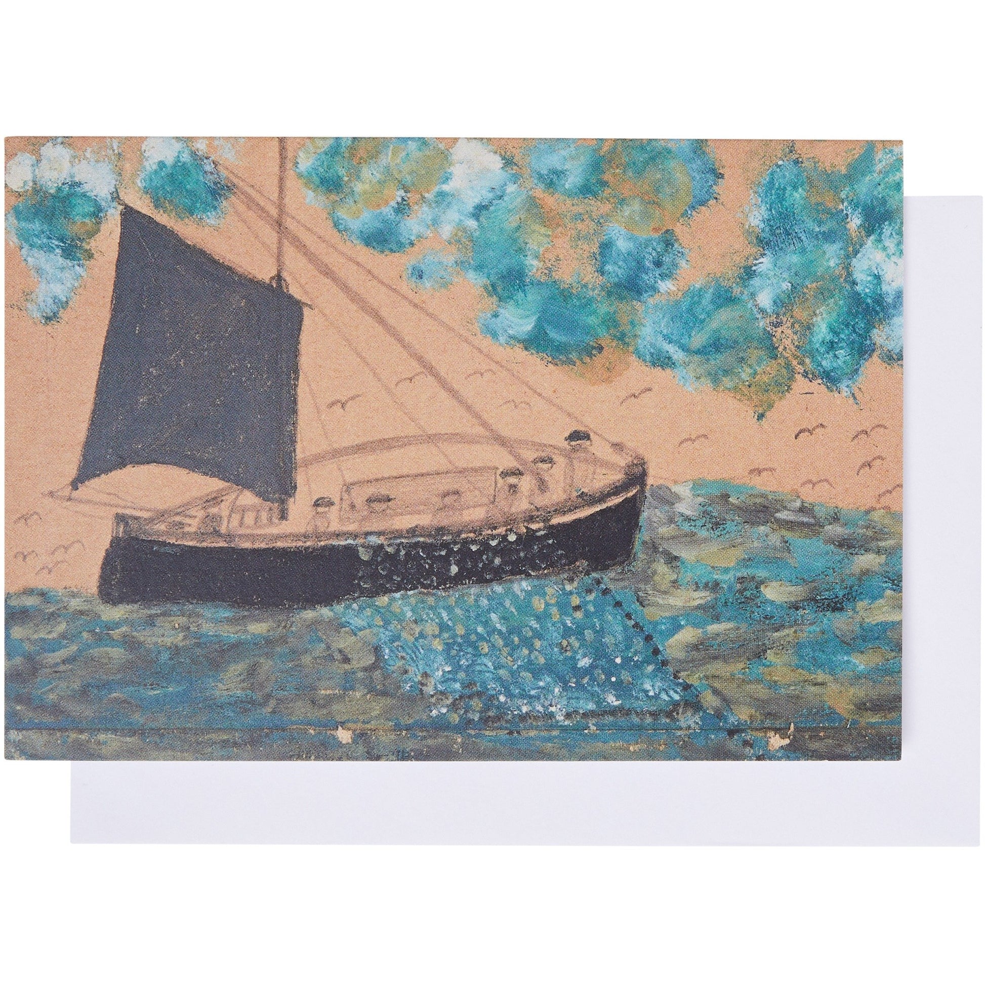 Notelet - Ship with Seven Men, Net and Gull by Alfred Wallis. From the collection of Kettle's Yard, brought to you by CuratingCambridge.com
