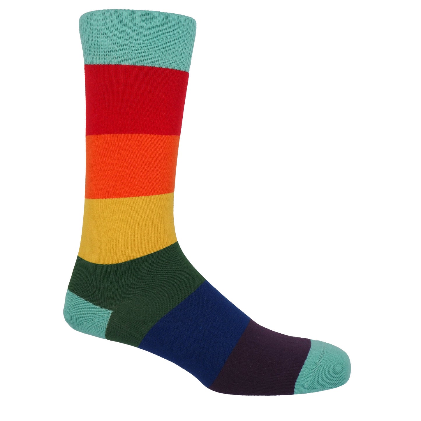 Rainbow socks featuring Cambridge blue colour