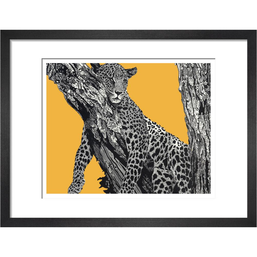 Sleeping Leopard on Yellow - art print