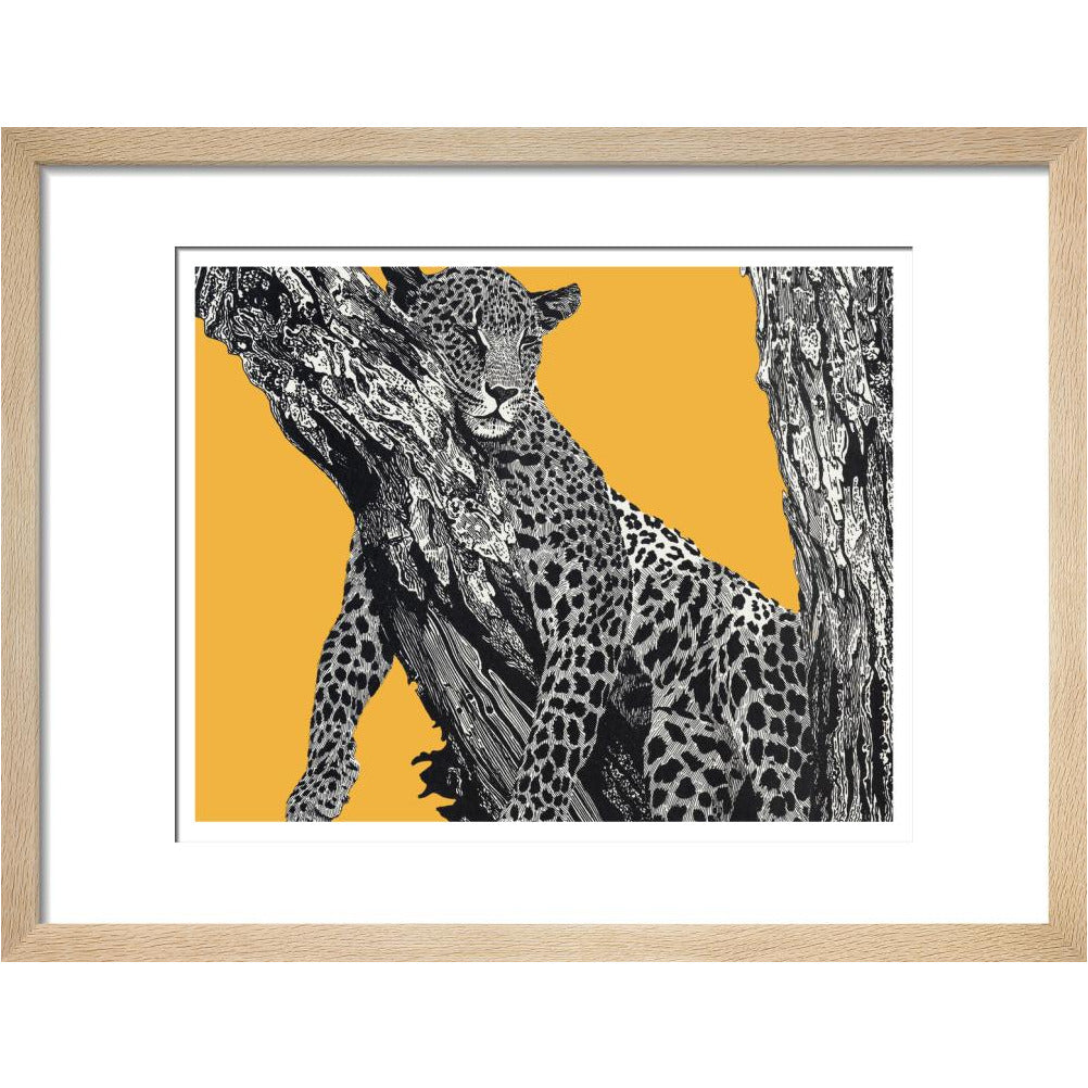 Sleeping Leopard on Yellow - art print