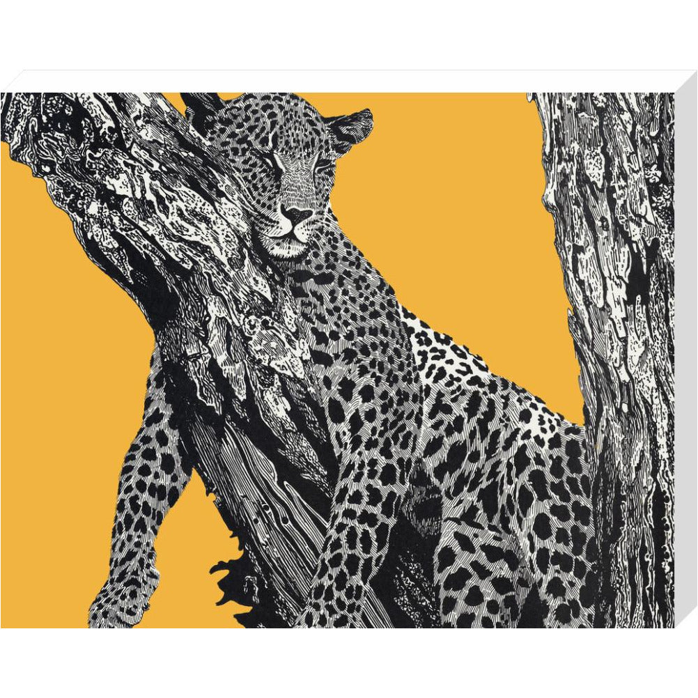 Sleeping Leopard on Yellow - art print