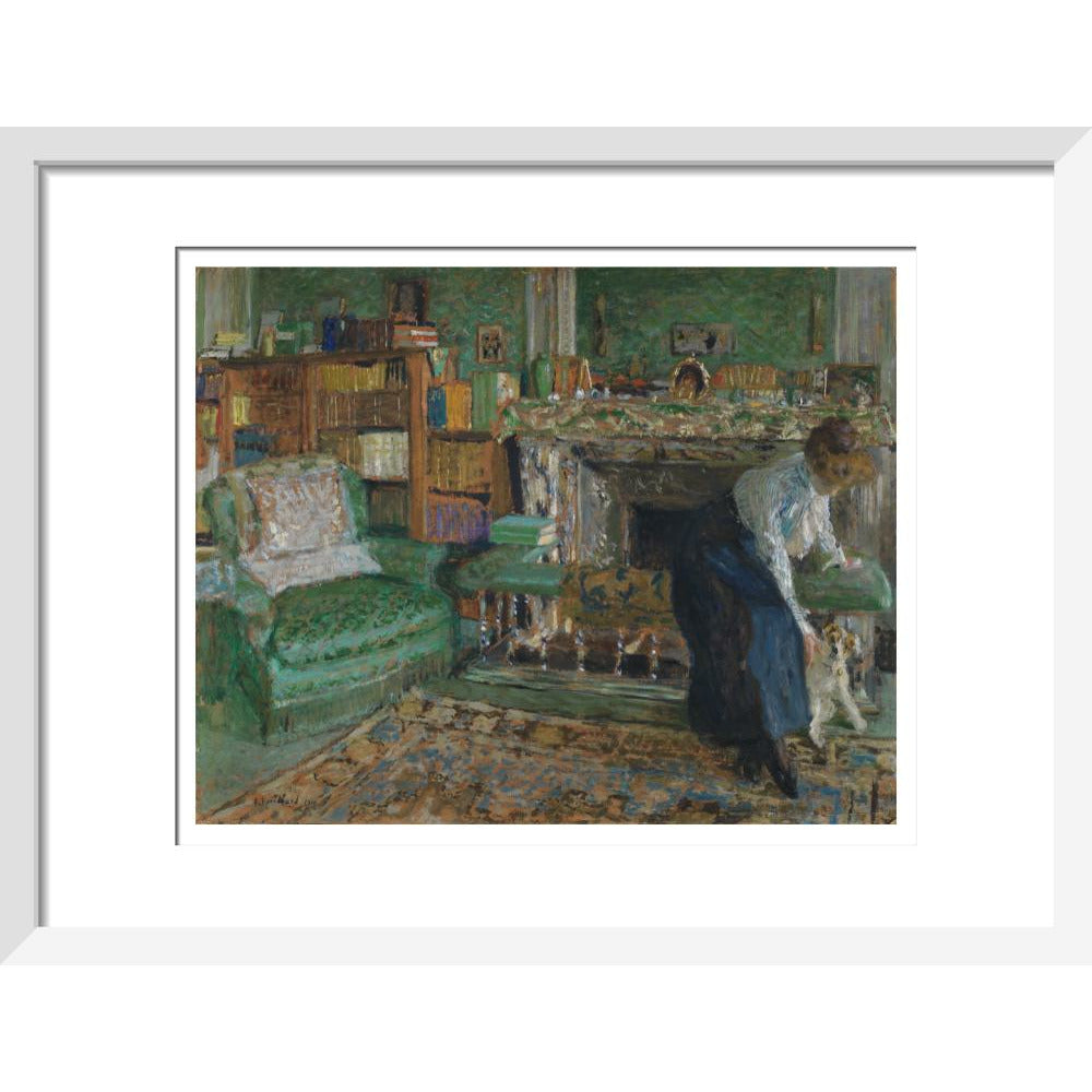 Marguerite Chapin in her apartment with her dog - Art print