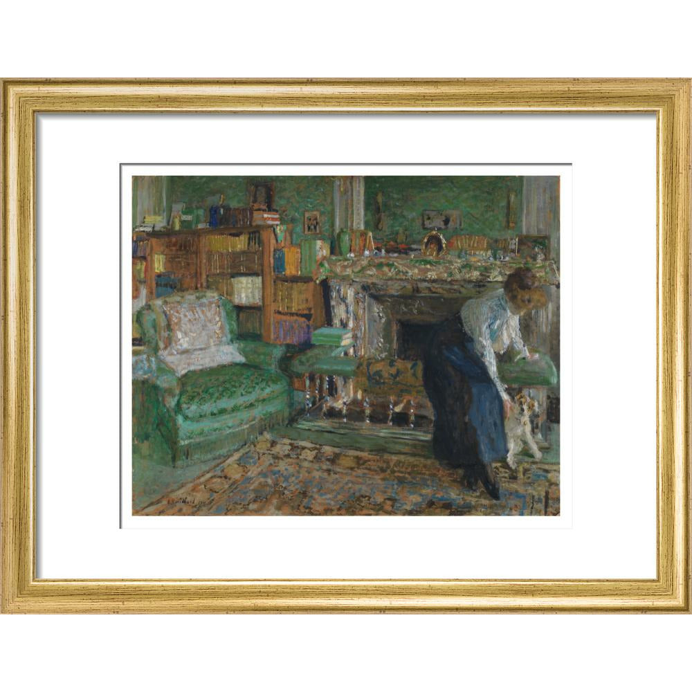 Marguerite Chapin in her apartment with her dog - Art print