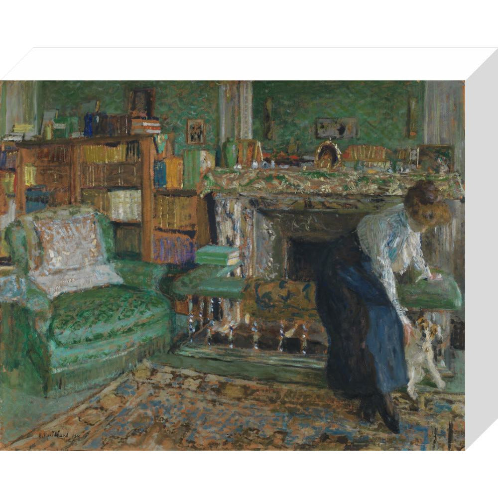 Marguerite Chapin in her apartment with her dog - Art print