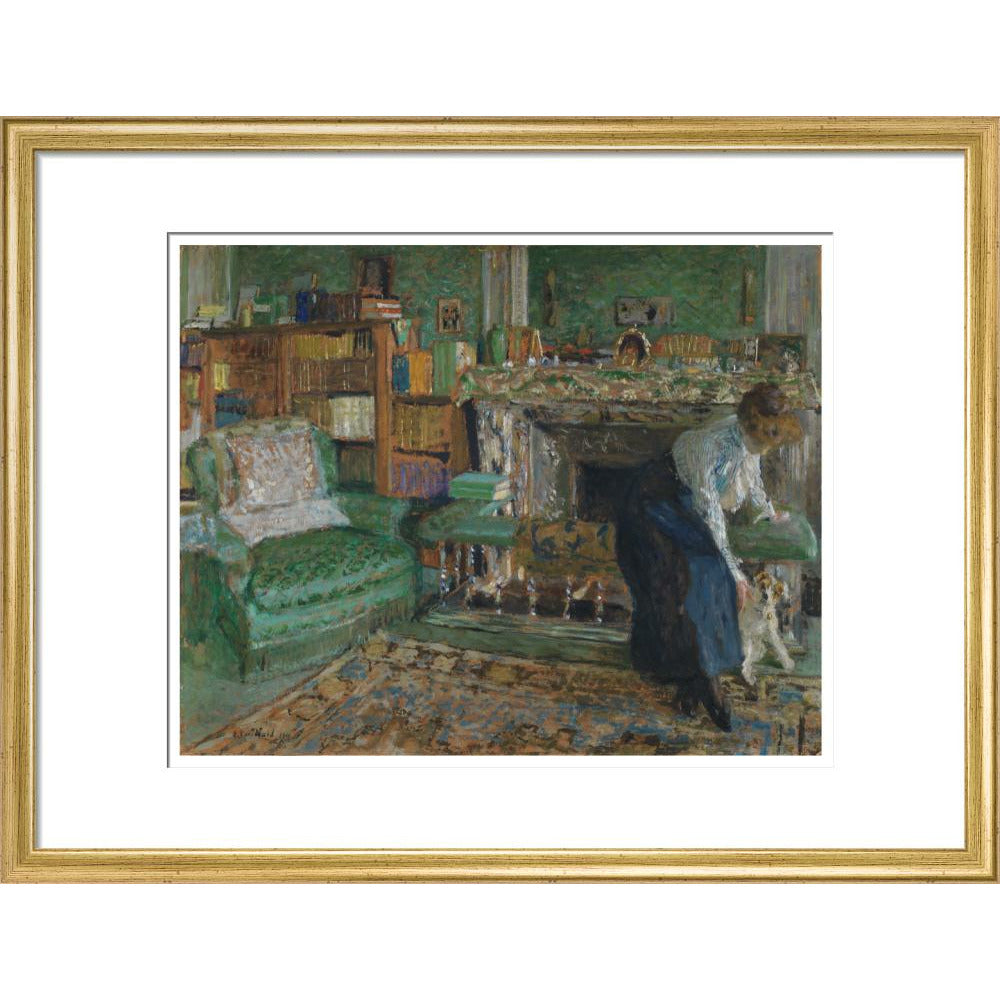 Marguerite Chapin in her apartment with her dog - Art print