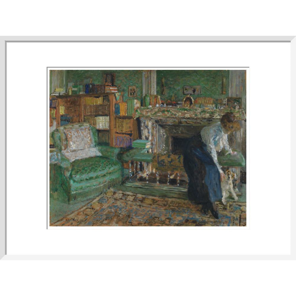 Marguerite Chapin in her apartment with her dog - Art print