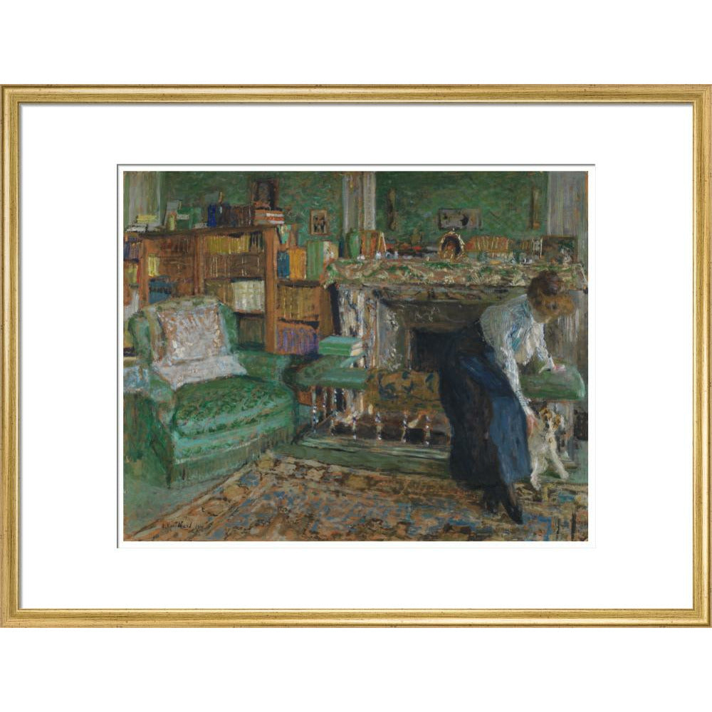 Marguerite Chapin in her apartment with her dog - Art print