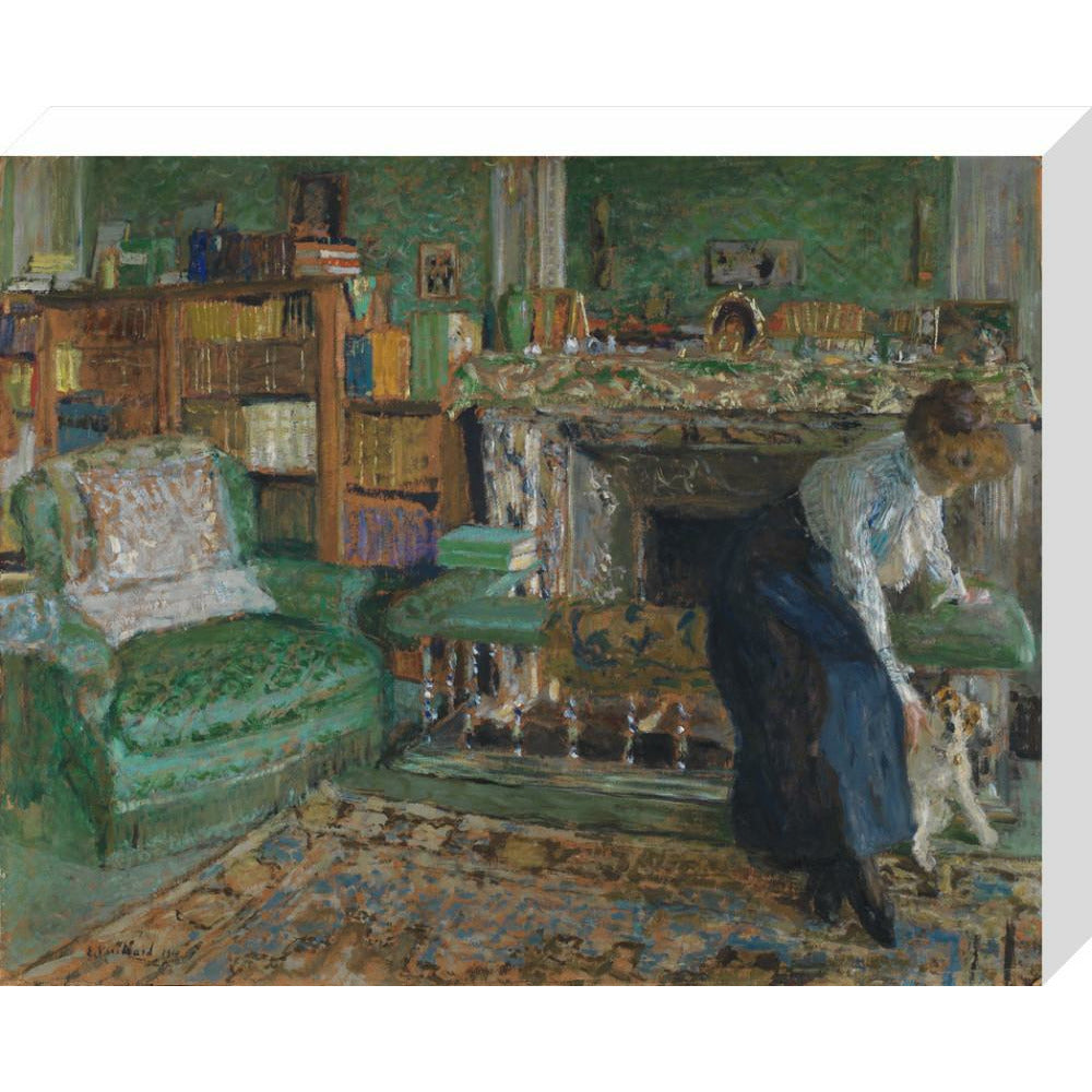 Marguerite Chapin in her apartment with her dog - Art print