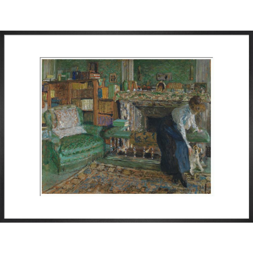 Marguerite Chapin in her apartment with her dog - Art print