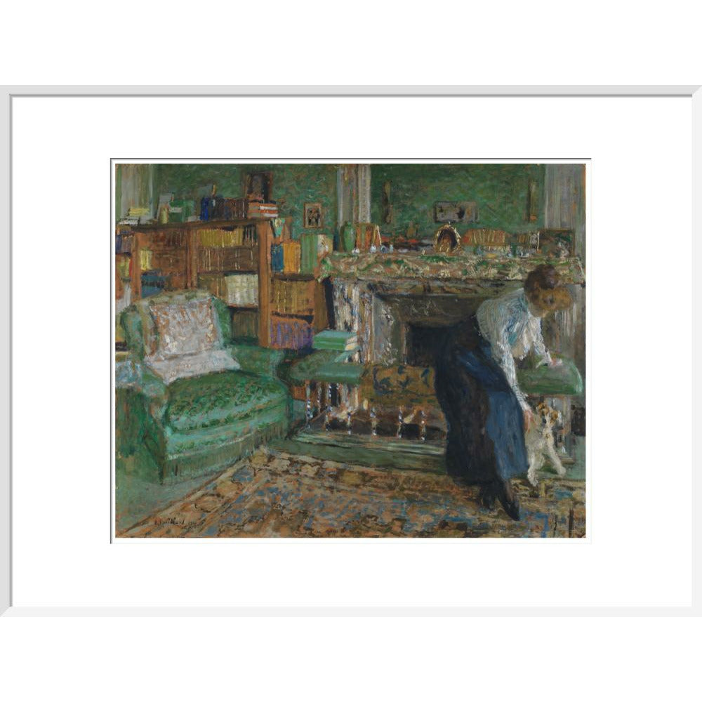 Marguerite Chapin in her apartment with her dog - Art print