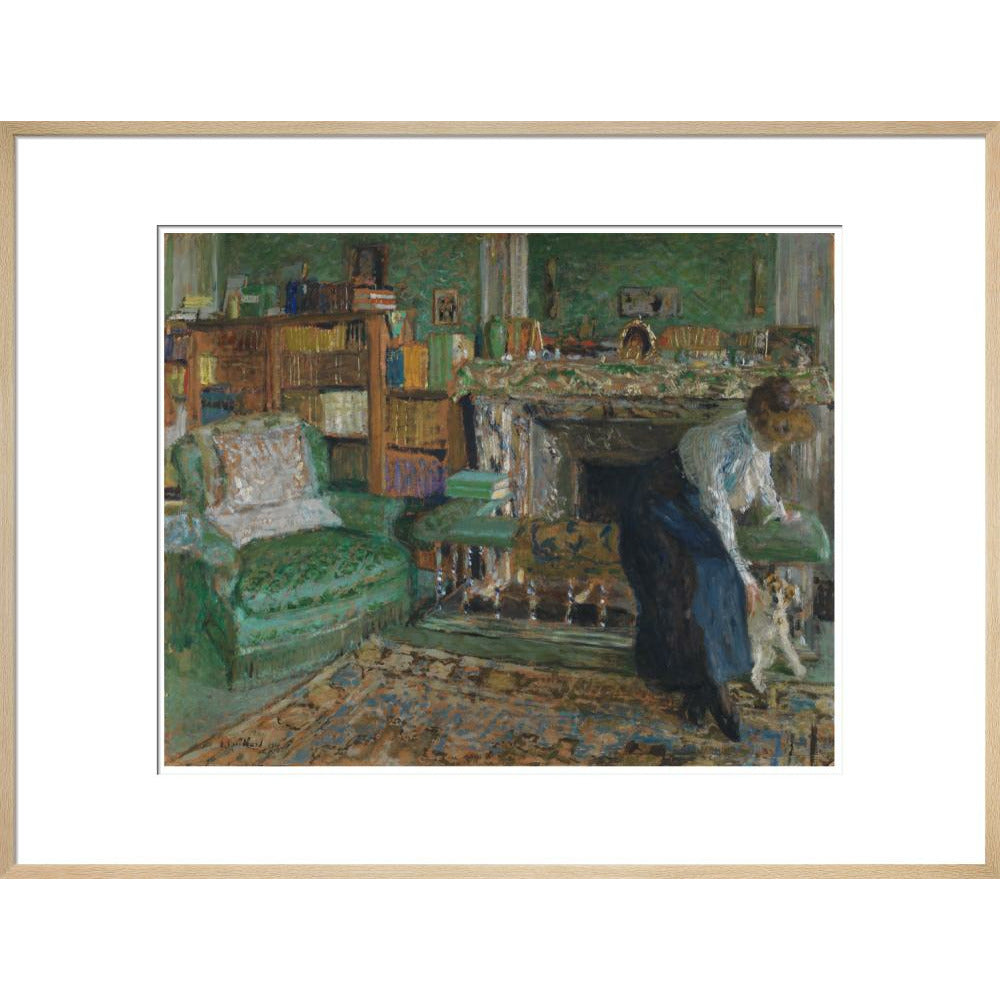 Marguerite Chapin in her apartment with her dog - Art print