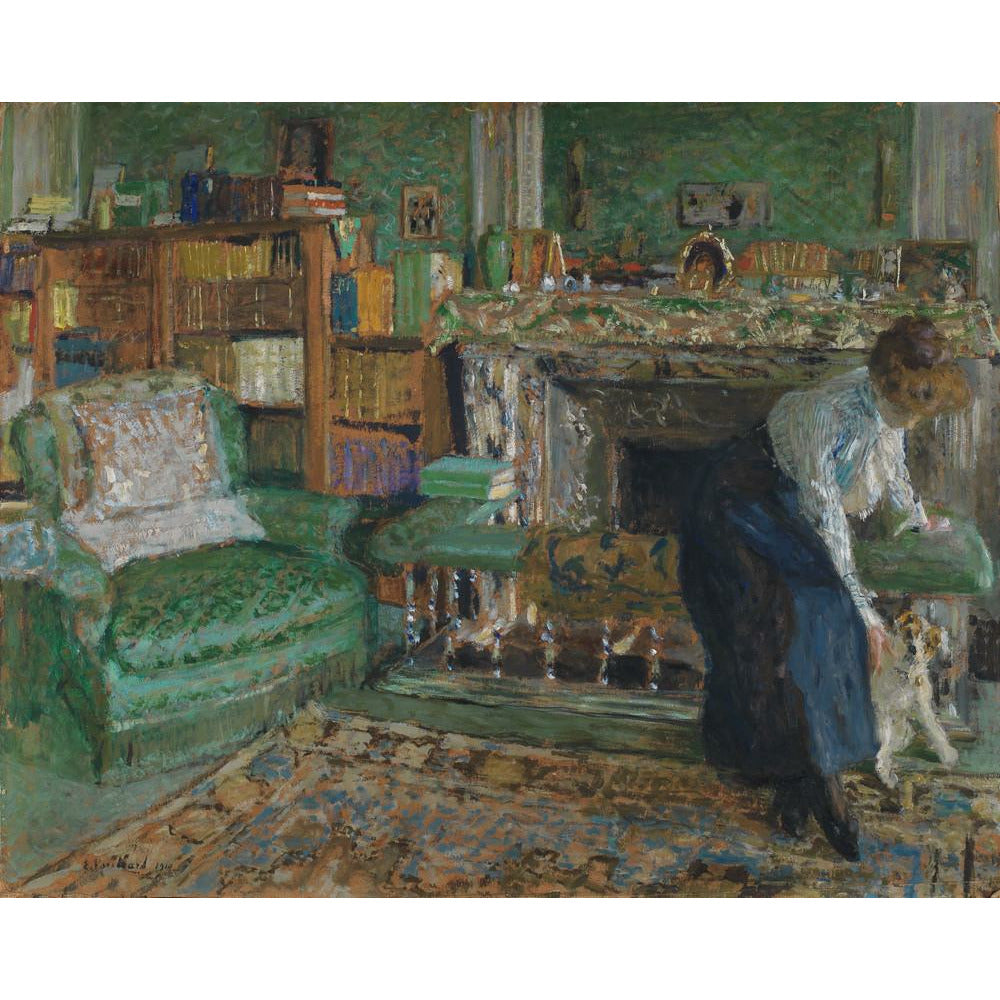 Marguerite Chapin in her apartment with her dog - Art print