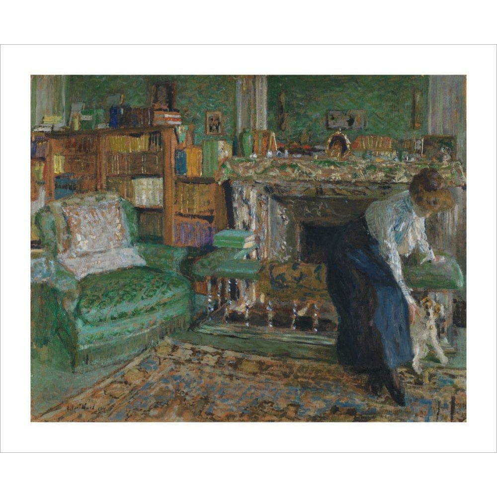 Marguerite Chapin in her apartment with her dog - Art print