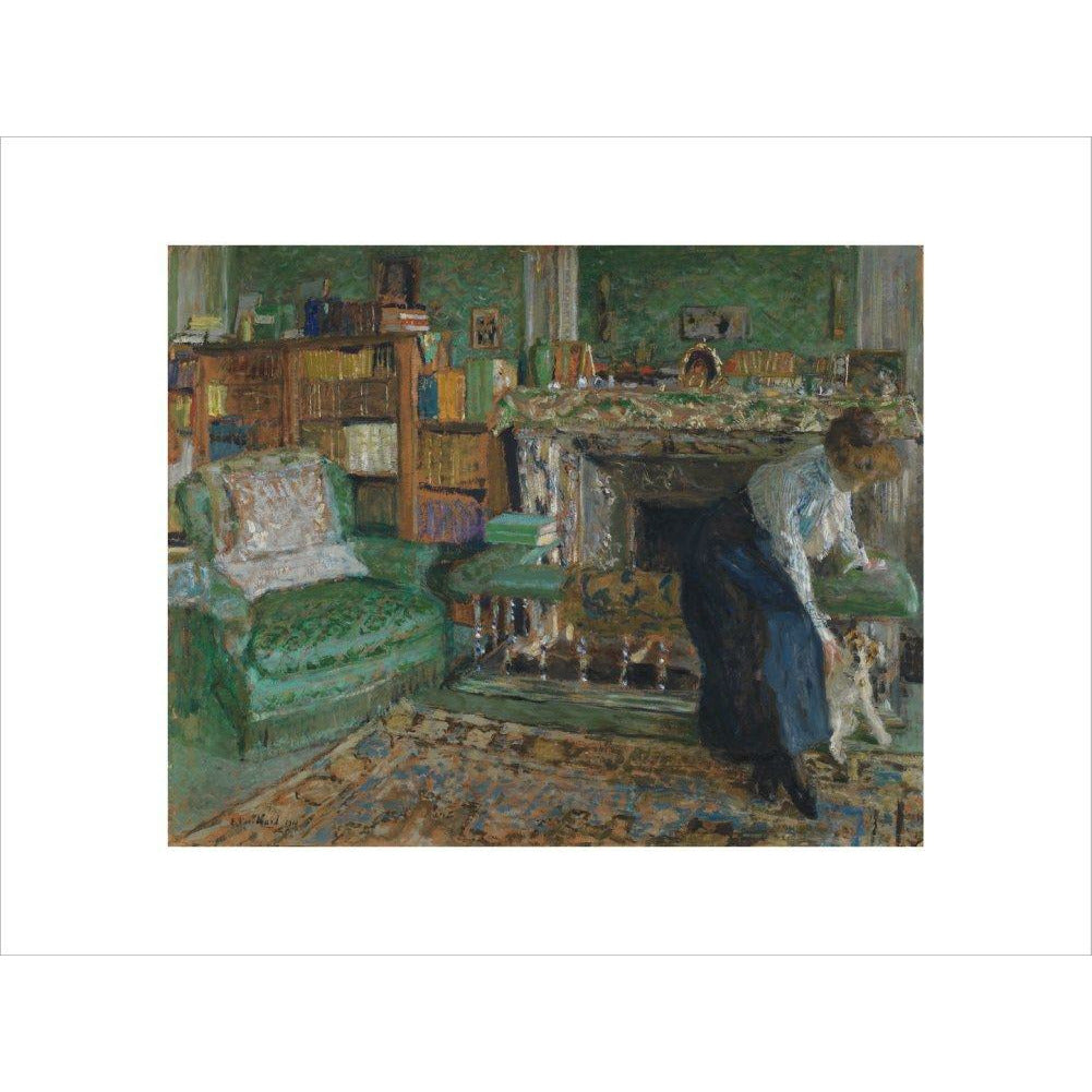 Marguerite Chapin in her apartment with her dog - Art print
