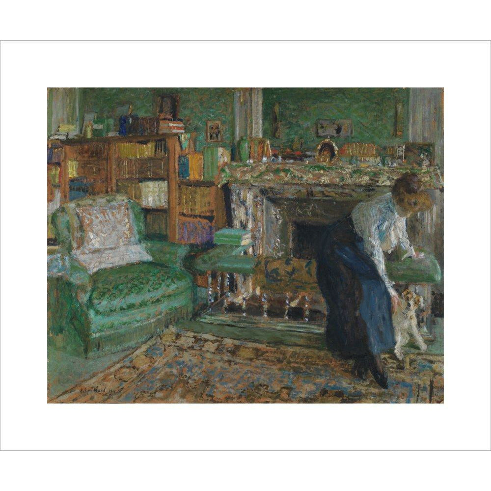 Marguerite Chapin in her apartment with her dog - Art print