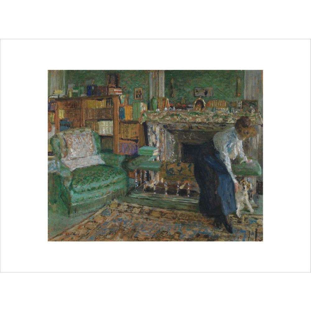 Marguerite Chapin in her apartment with her dog - Art print
