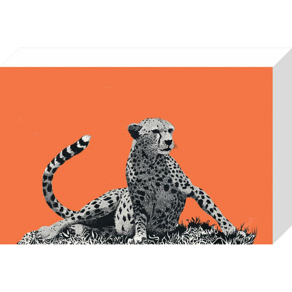 Cheetah Rising, on Coral - Art Print