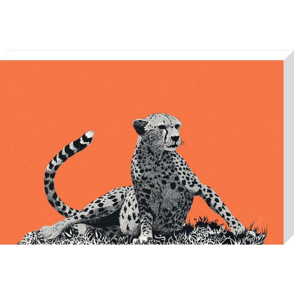 Cheetah Rising, on Coral - Art Print