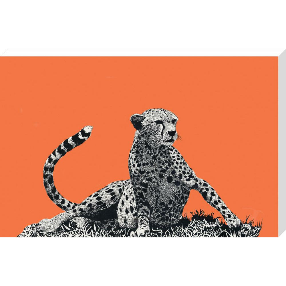 Cheetah Rising, on Coral - Art Print