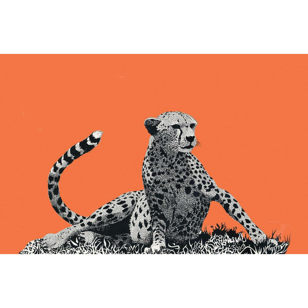 Cheetah Rising, on Coral - Art Print