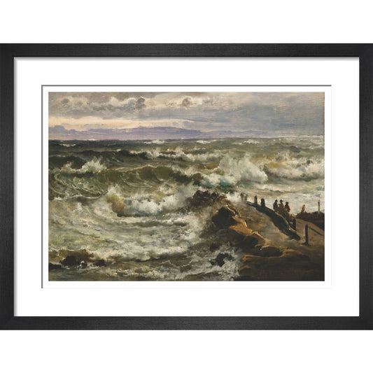 Rough Sea Beside a Jetty - Art print